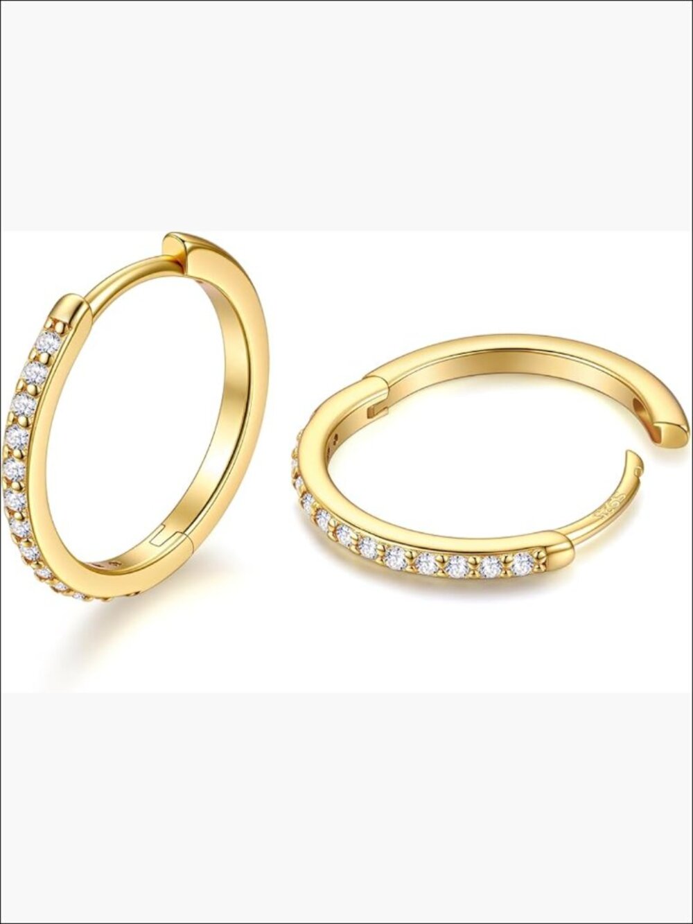14K Gold Plated Huggie Hoop Earrings 925 Sterling Silver CZ Hypoallergenic